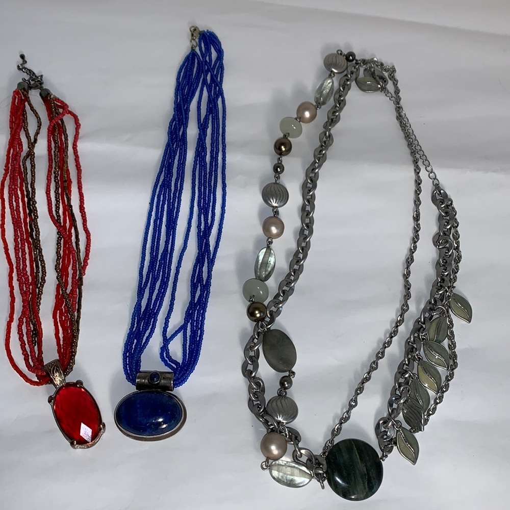 Semi-Precious Stone 3 Necklace Lot EUC
